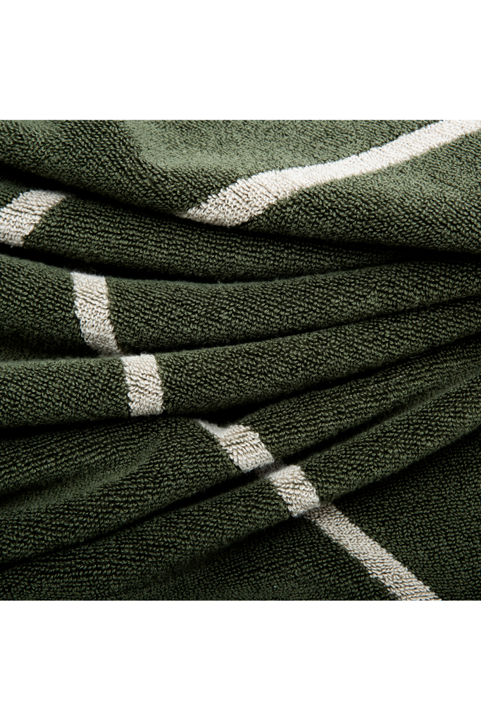 & Sunday Organic Cotton Ranger Pool Towel Beach Towel  Fern Green Close Up Shot of the Pile and Fern Green Colour