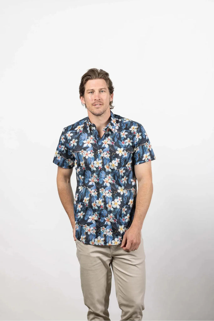 Cutler & Co Brody Floral Short Sleeve Shirt Bluebird