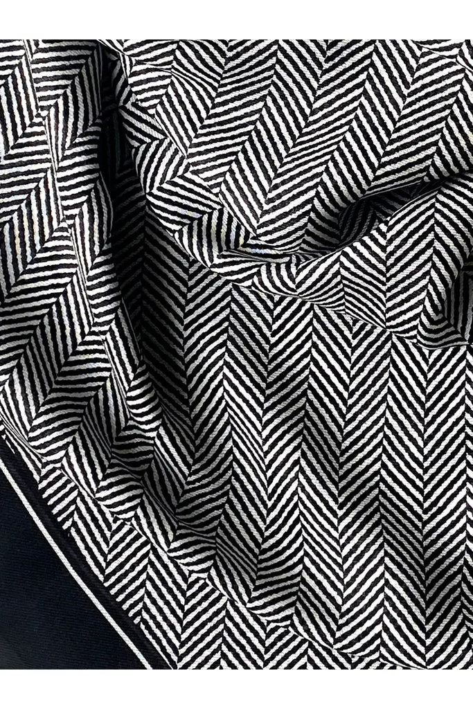 Dark Hampton The Smith Black and White herringbone pattern Cashmere Modal Scarf