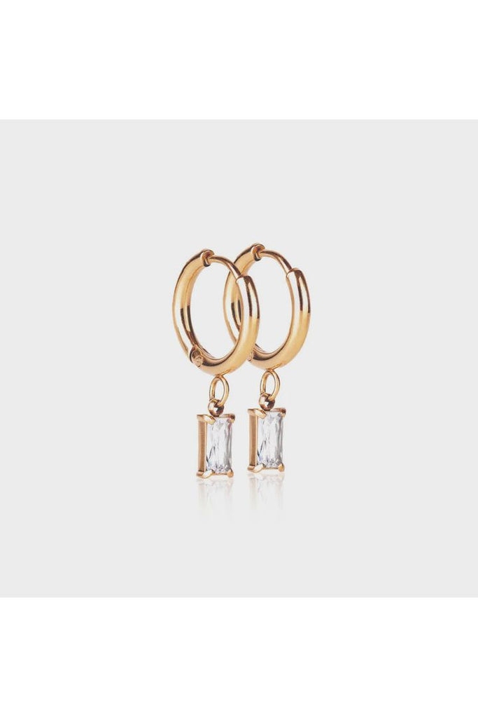 Ever Luxe Drop Earrings Gold and white cubic zirconia