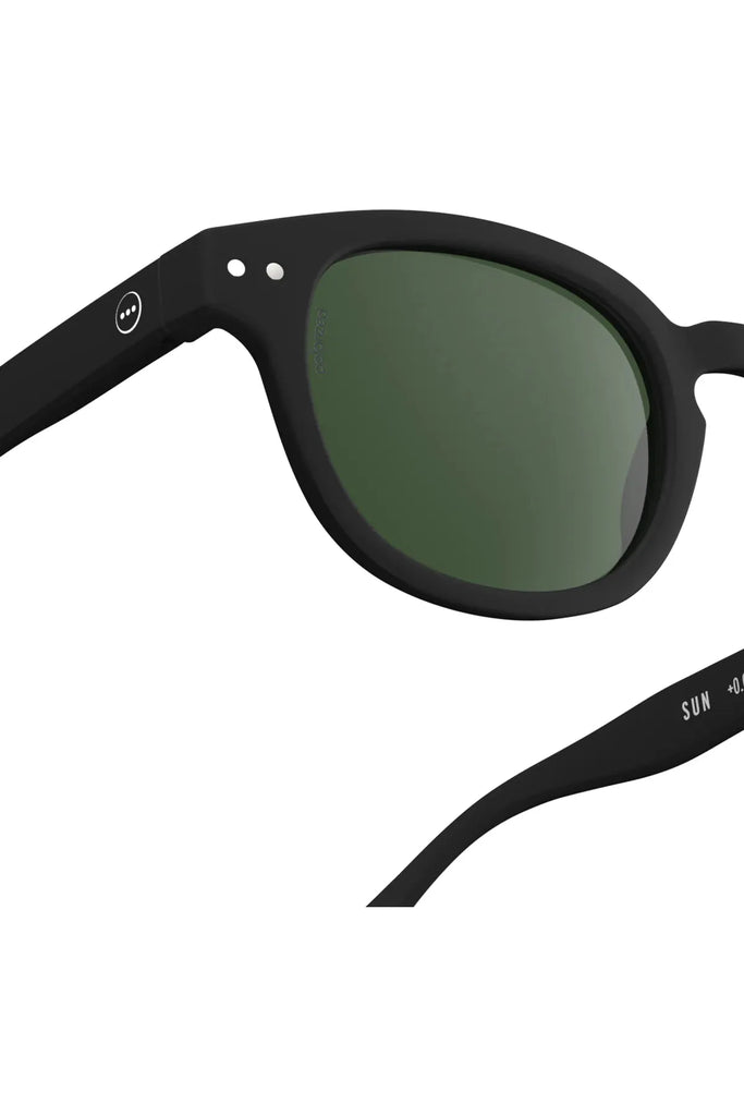 Izipizi Polarised Sunglasses Frame Shape C Black Close Up Exterior View of Glasses Arm + Hinges