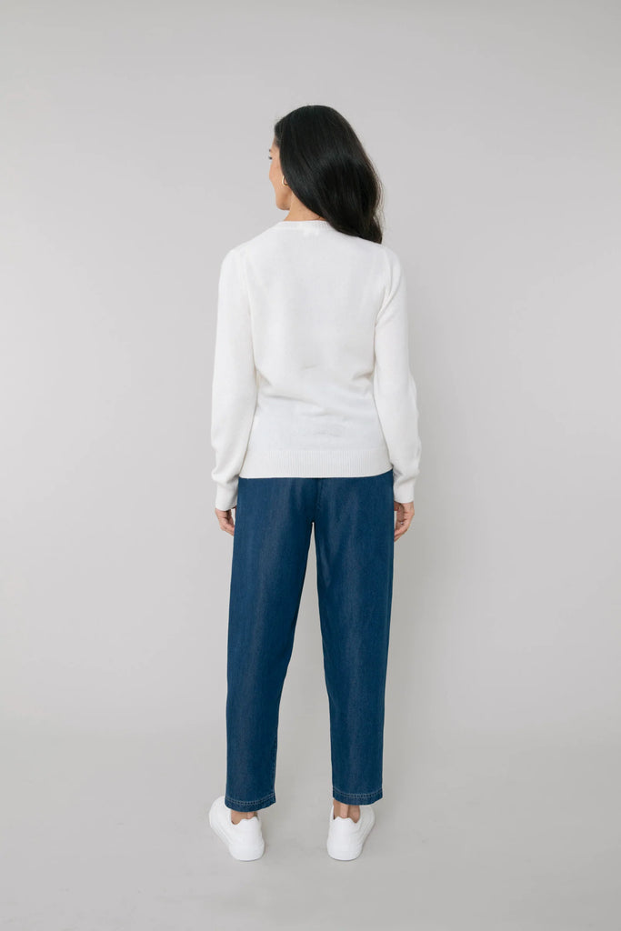 Marlow Cashmere Crew Neck Sweater Pearl