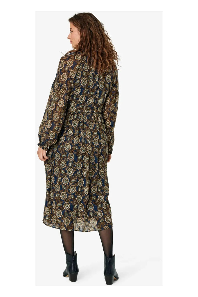 Noa Noa Nicoline dress Blue and Brown on model back view