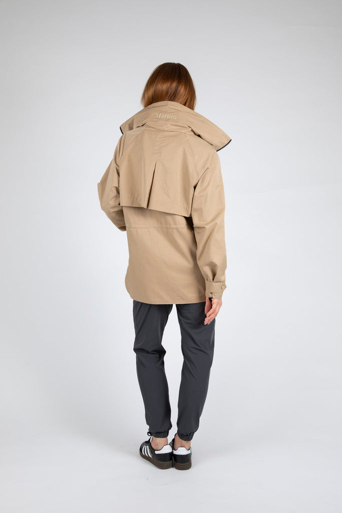 Marlow Westerly Jacket Camel, hip length, shower proof, back view,