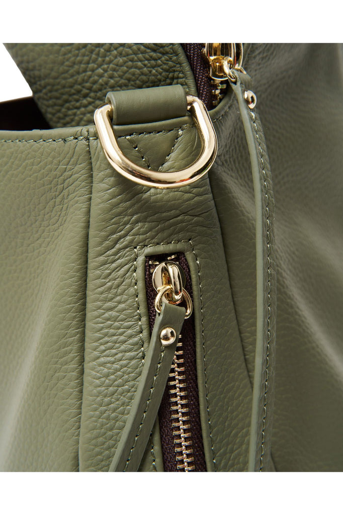 Saben AW24 Frankie Leather Handbag Cactus Green