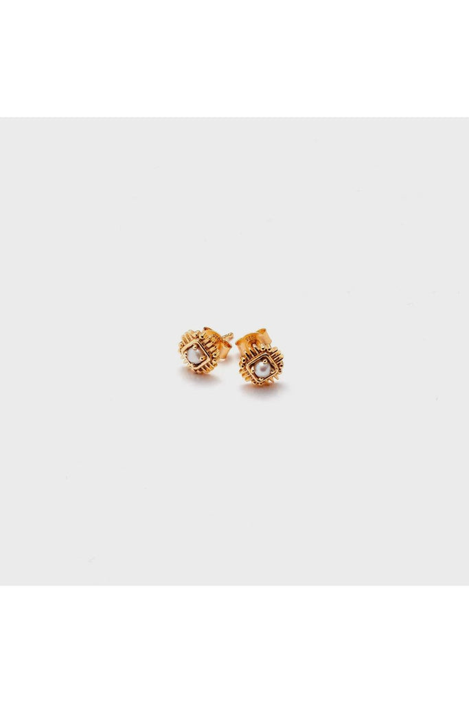 Silk & Steel petite Pearl Earrings Gold