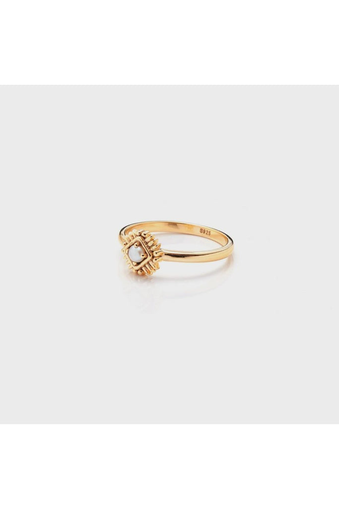 Silk & Steel Petite Pearl Ring Gold