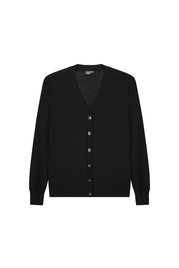 Merino V Neck Cardigan | Black Sweaters XS,S,M,L Standard Issue