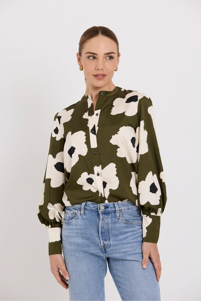 Tuesday Label Casino Top Olive Flower