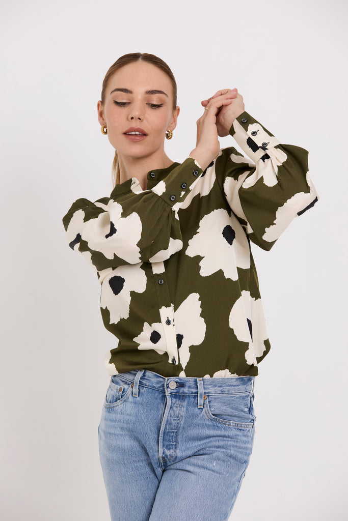 Tuesday Label Casino Top Olive Flower