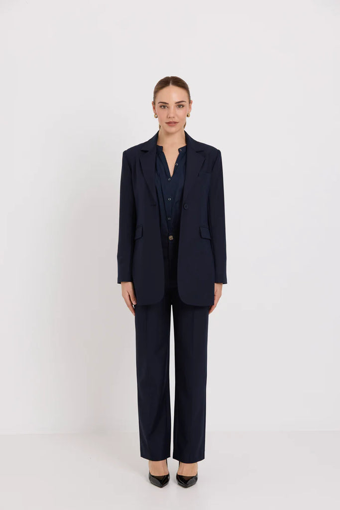 Tuesday Label base Pants Navy Suiting with king Blazer on model