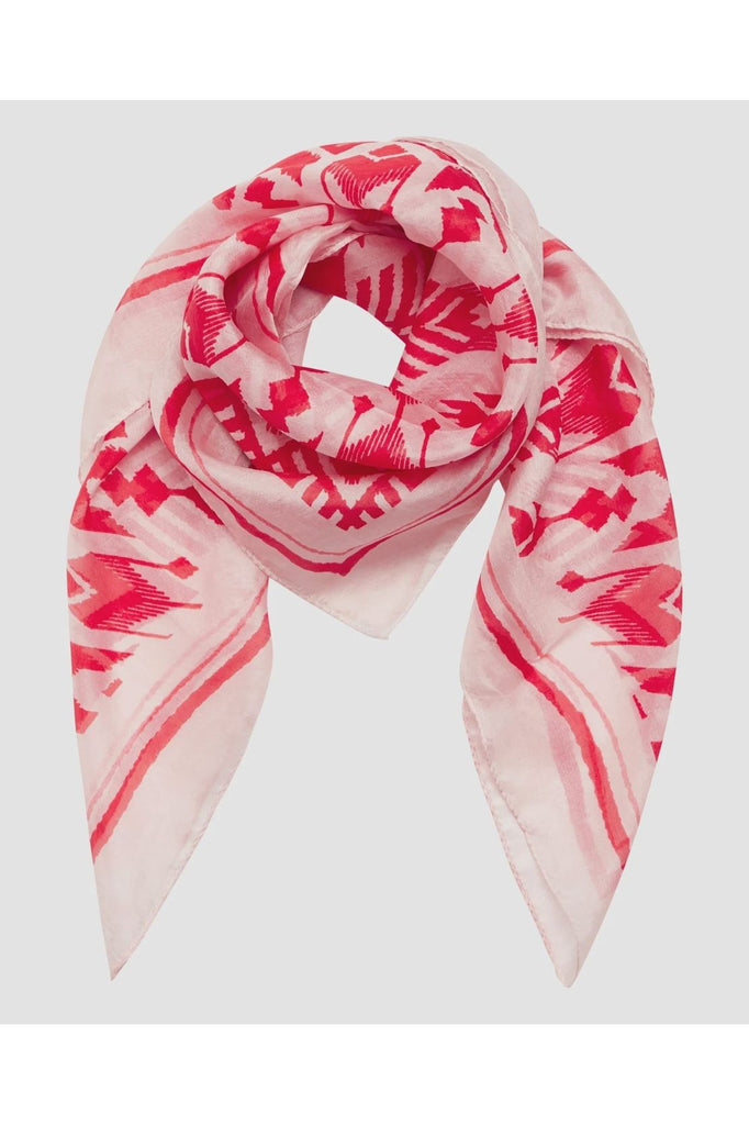 Unmade Katy Square Silk Scarf Red and Rose