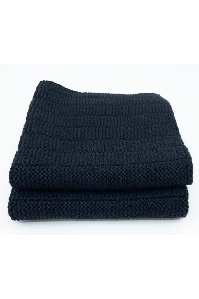 Ecovask 2 pack organic cotton dish cloths in Raven (Black).  Cloths folded and stacked on top of one another .