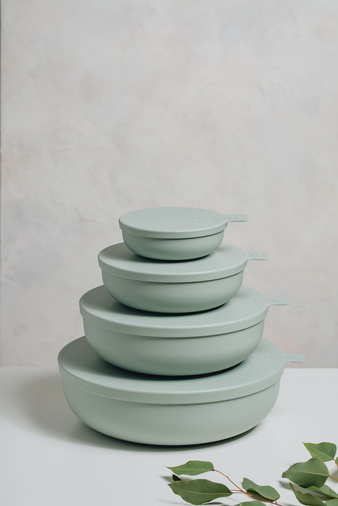 Styleware 4 Piece Nesting Bowl Collection Eucalyptus Nesting Bowls Standing in a Tower 2