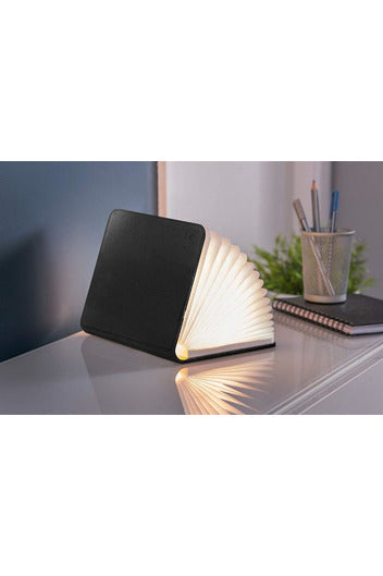 Gingko Large Smart LED Book Light Black Leather Crisp Home + Wear