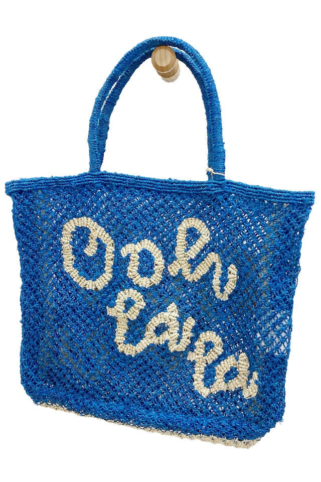 Ooh La La Jute Bag | Cobalt + Natural Tote Bags the Jacksons