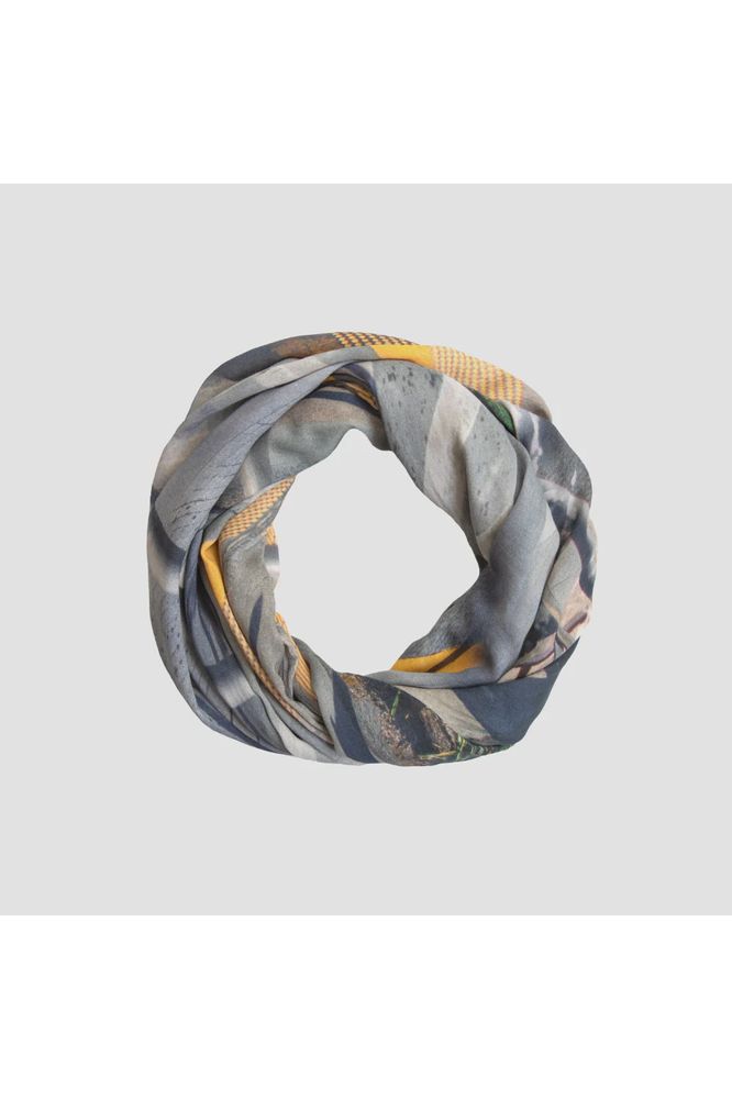 Dear Marge Cotton Modal Scarf Design Urban Design Scarf sits weaved in a circle