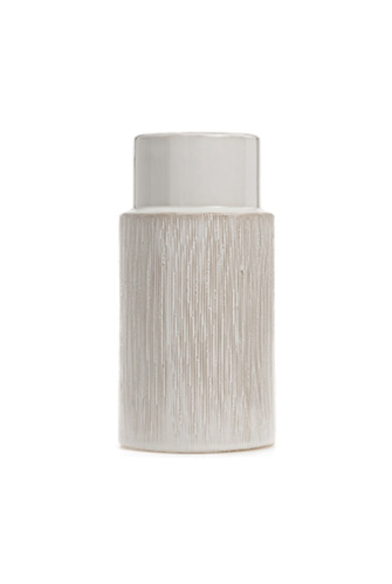 Orla Ceramic Vase Small with a White Reactive Glaze.  The Reactive Glaze makes each piece unique