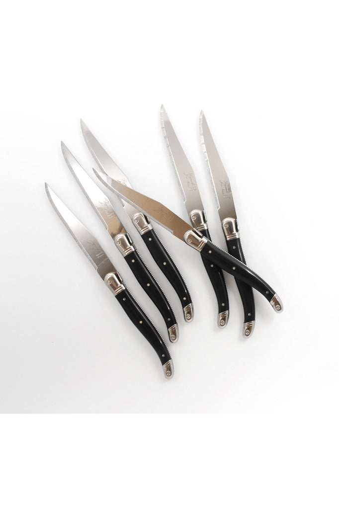 Steak Knives Set of 6  |  Black Handle Cutlery Laguiole Neron
