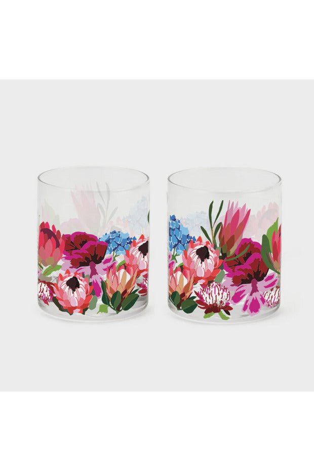 Nel Lusso Botanical Blooms Glass Set of 4 Crisp Home + Wear