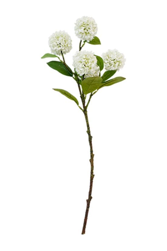 Faux Roseum Snowball White Stem Faux Flowers + Foliage Flower Systems