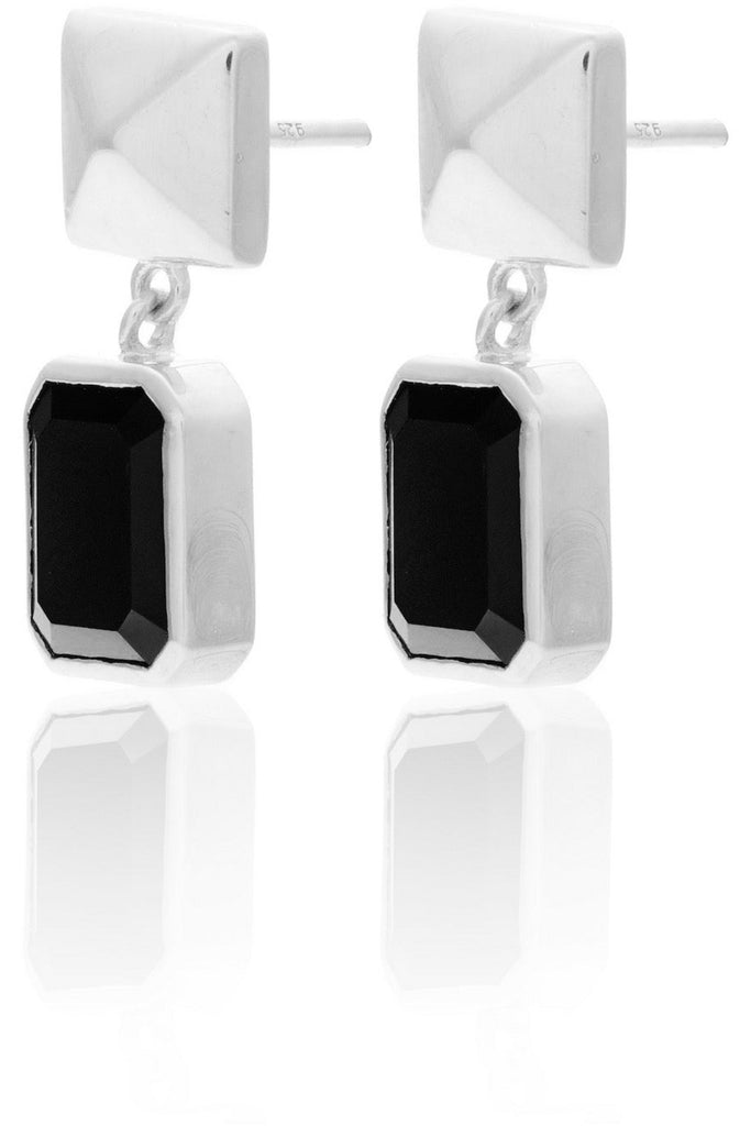 Athena Drop Earrings - Black Onyx + Silver Earrings Silk & STEEL