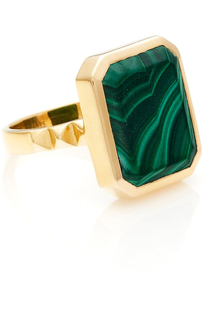 Athena Ring | Green Malachite + Gold Rings M (US7),L (US8) Silk & STEEL