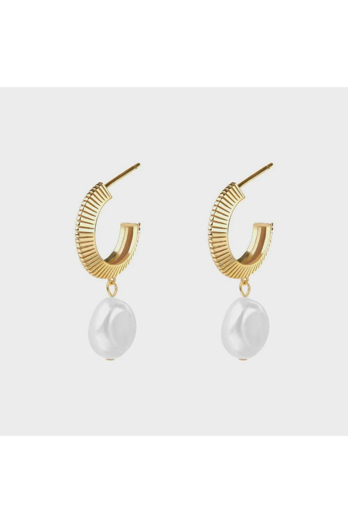 Aada Pearl Hoop Earrings Earrings Gold Silver Linings Collective
