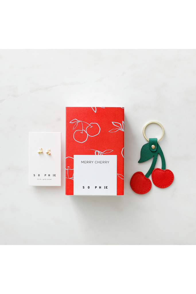 Merry Cherry Gift Box Earrings Gold S O P H IE