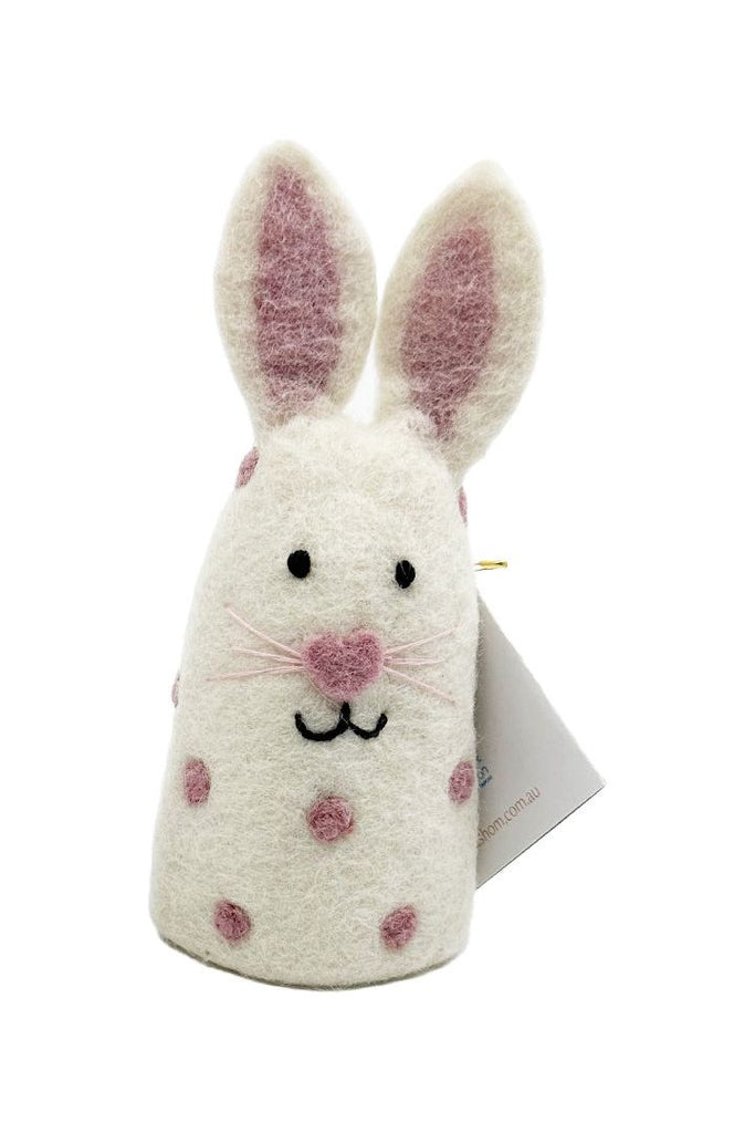 White Felt Spotted Bunny Egg Cosy