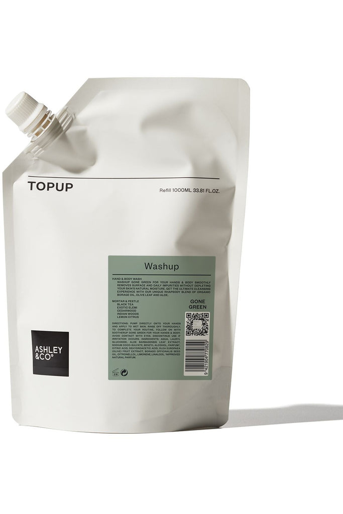 Topup | Gone Green Natural Hand + Body Wash | Refill Bar + Liquid Soap Mortar & Pestle Ashley & Co