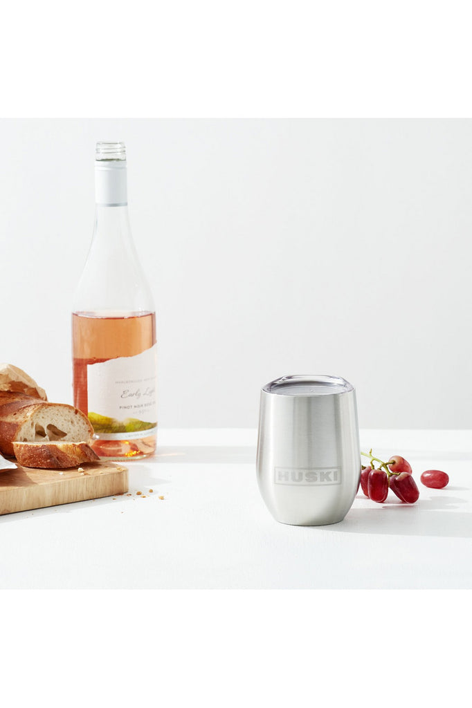 Wine Tumbler with Lid | 6 Finishes Beer + Wine Coolers + Cool Tumblers Black,Brushed Stainless,Champagne,Powder Pink,Rose,White Huski