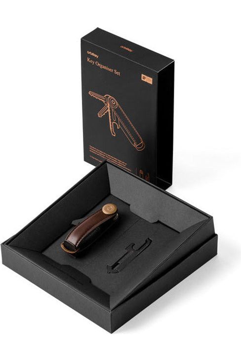 Key Organiser | Leather Espresso Brown + Multitool V2 Black | Gift Set Keyrings Orbitkey