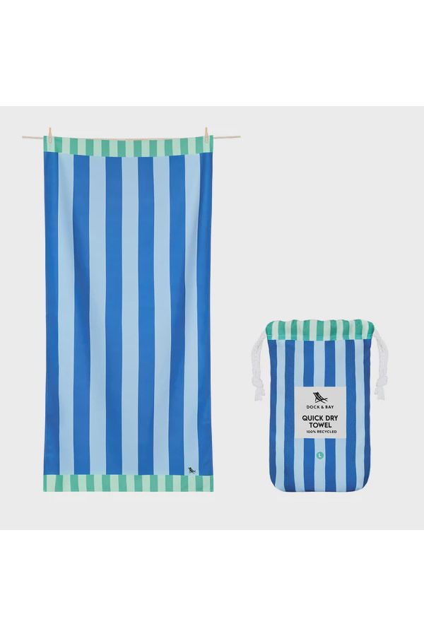 Quick Dry Towel | Blue Sky | 2 Sizes Beach + Pool Towels Large,X-Large Dock & Bay