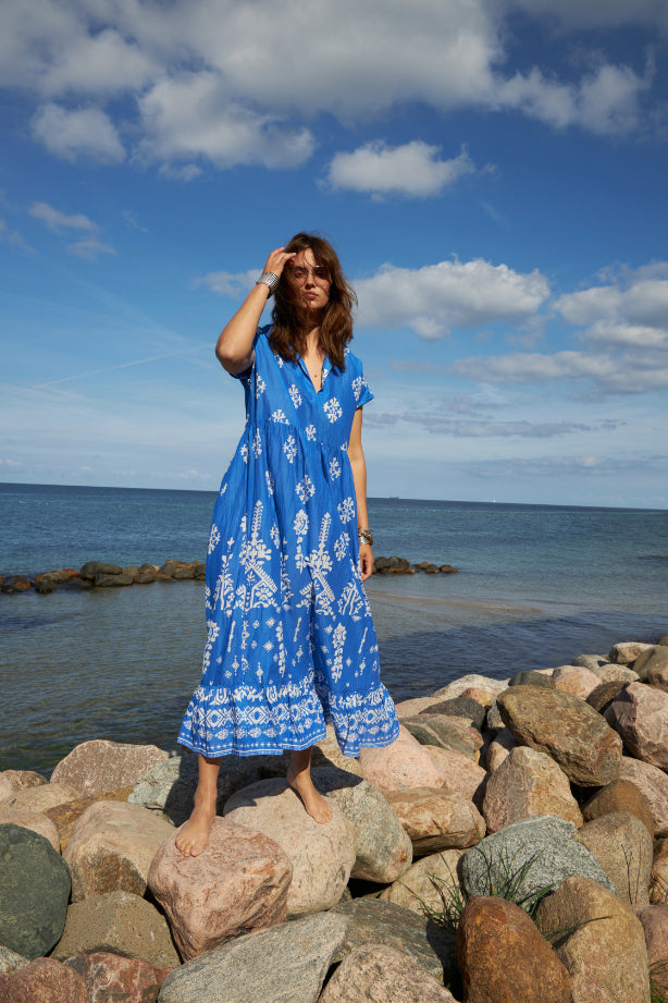 Lollys Laundry Mackay Maxi dress Blue and white