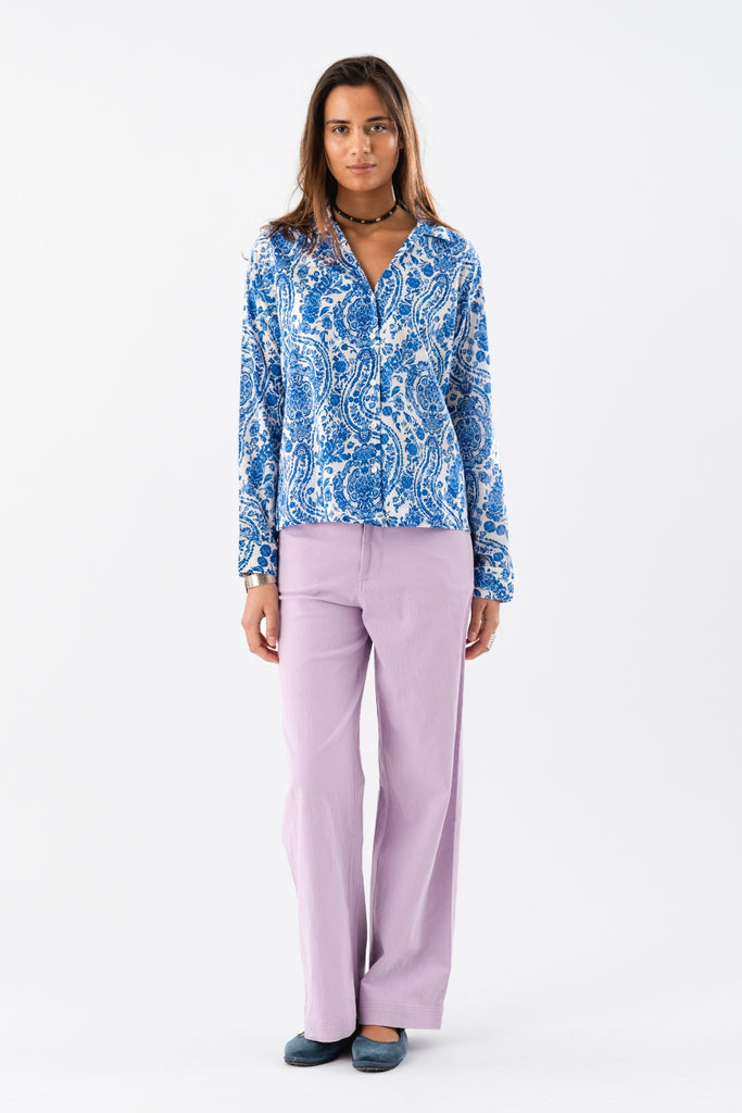 Chloe Shirt | Blue Floral Shirts XS,S,M,L Lollys Laundry