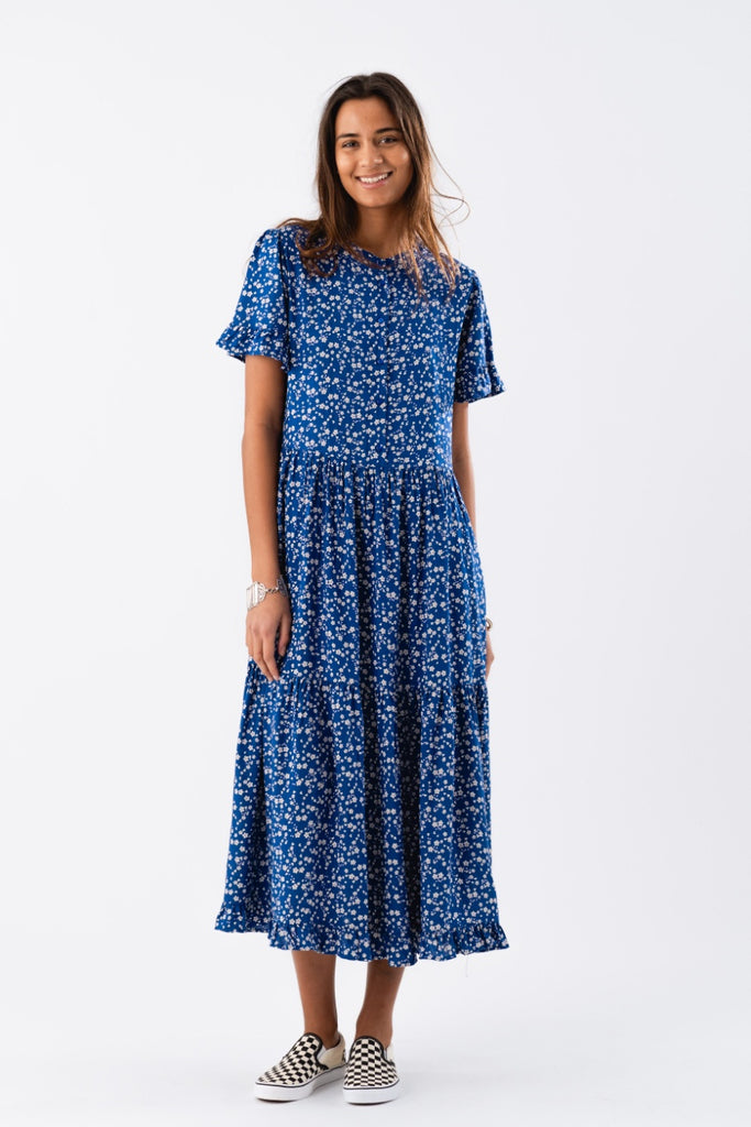 Lollys laundry Suzie Maxi Dress Blue flower print