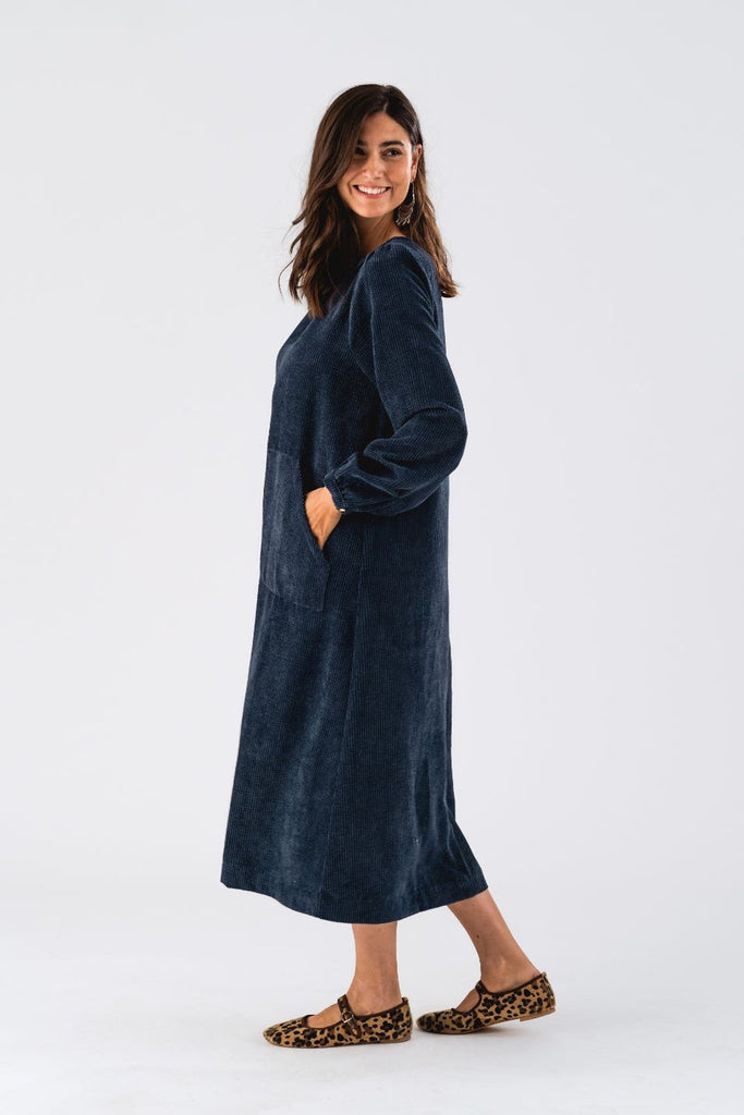 Lucas Dress | Dark Blue Midi Dress XS,S,M,L Lollys Laundry