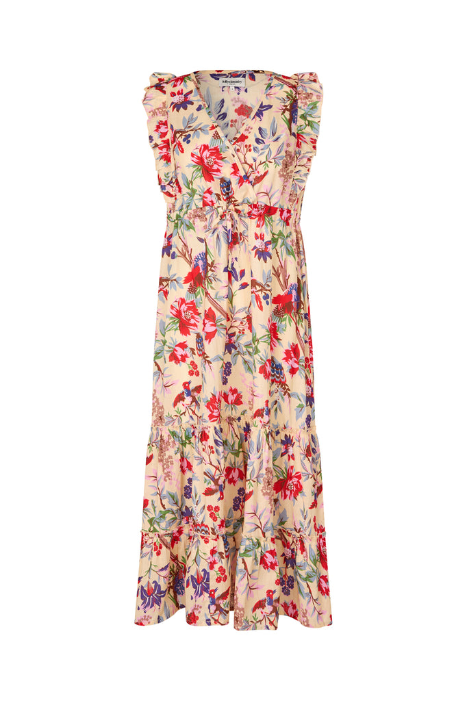Floral dress on a white background. Lollys Laundry Samo Midi Dress in Flower Print.