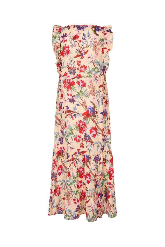 Floral dress on a white background. Lollys Laundry Samo Midi Dress in Flower Print.