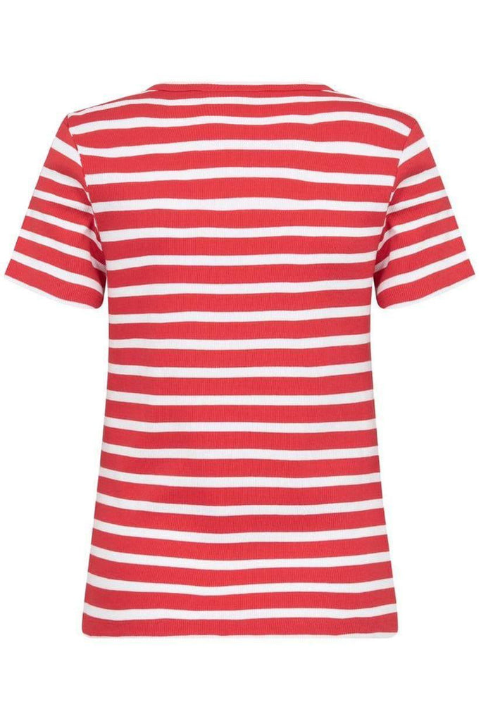 Saint Tropez Aster Stripe T Shirt Flame + White