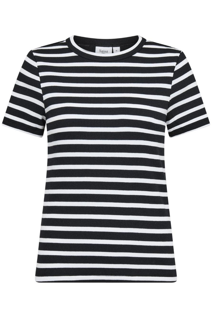 Saint Tropez Aster Stripe T Shirt Black + White