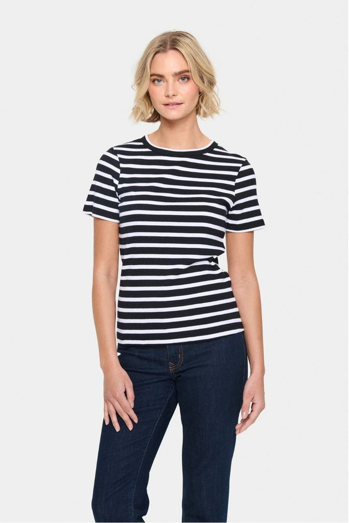 Saint Tropez Aster Stripe T Shirt Black + White