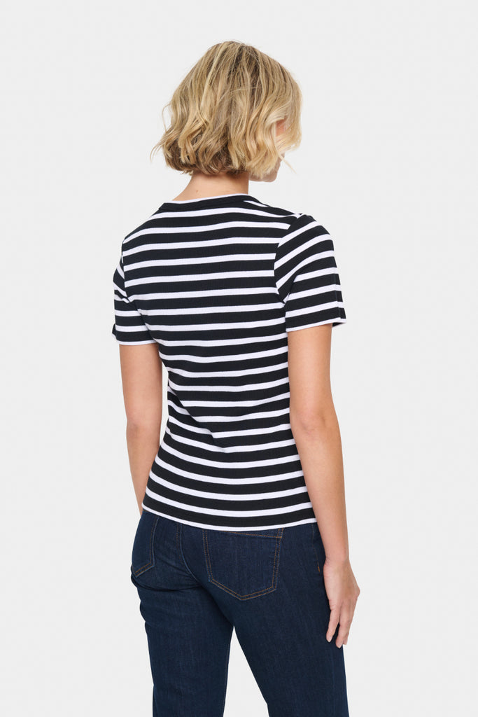 Saint Tropez Aster Stripe T Shirt Black + White