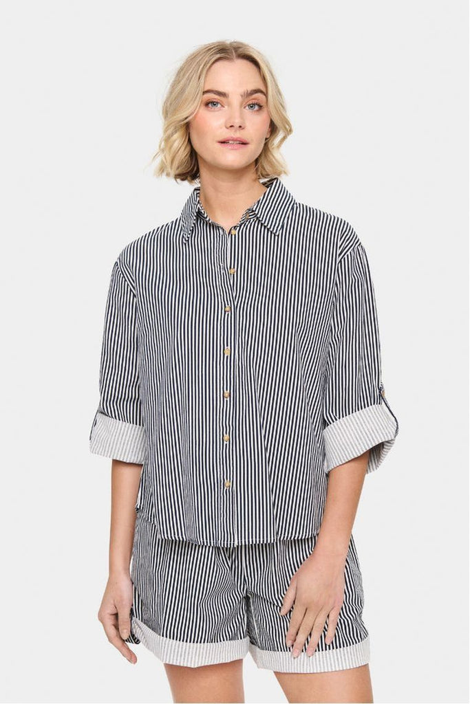 Saint Tropez Zalinda Striped Shirt Ice Nightsky