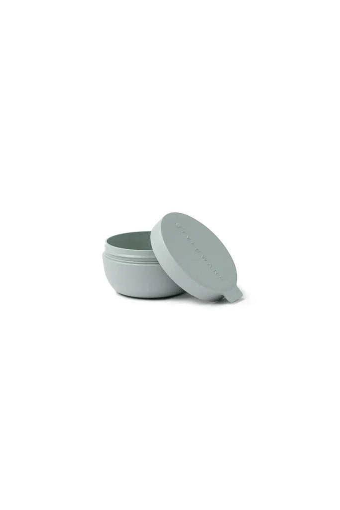 Styleware Mini Bowl in Eculyptus Green. A Light green/grey bowl and lid on a white background.