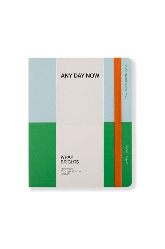 Classic Wrap A5 Cropped Ruled Notebook | Sky + Green Writing Any Day Now