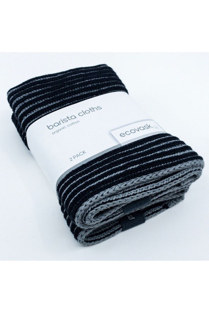 Ecovask Two Pack of Ribbed Organic Cotton Barista Cloths in Slate Grey and Black