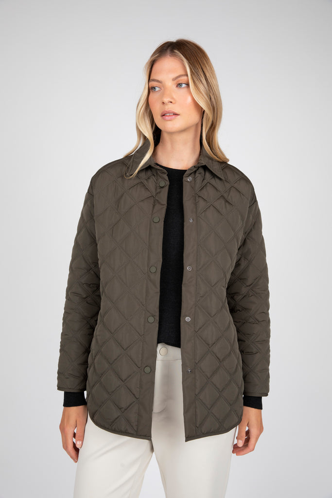 Marlow Aspen Quilted Shacket Cypress Green