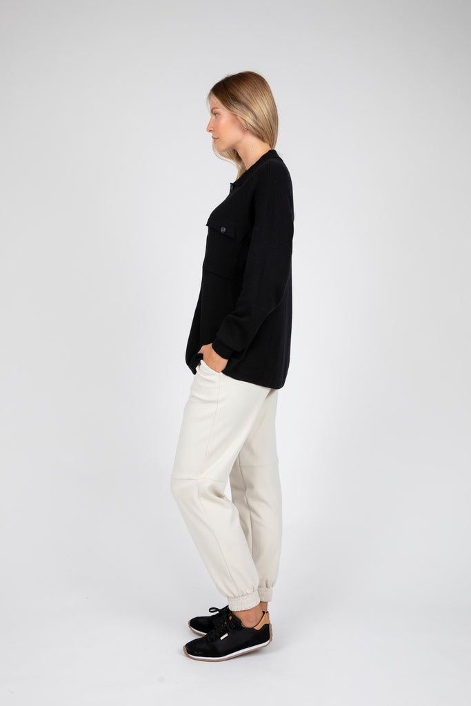 Frame Knit Shirt | Black Tops XS,S,M,L Marlow